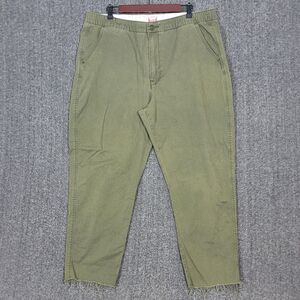 Levis XX Chino Pants Mens XL Olive Green Drawstring Cropped Raw Hem 37x25*